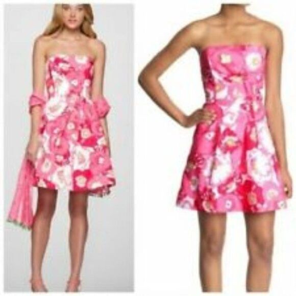 Lilly Pulitzer Pink Cherry Begonias Bloom Dress 4 - Picture 1 of 8